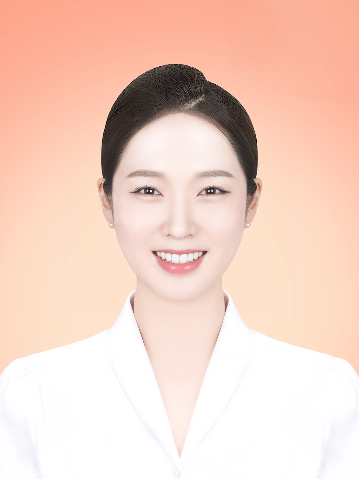 승무원 증명사진 80 · 흰 배경 정면 상반신